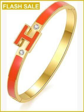 18K Gold Plated Titanium Steel Cuff Bangle Bracelet with Cubic Zirconia,